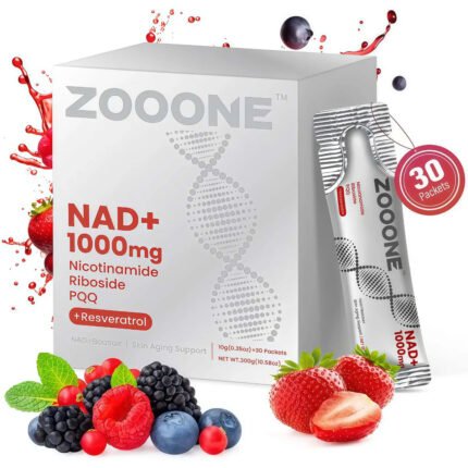 ZOOONE NR1000 - NAD+ Berry Flavor Drink Mix for Skin Aging Support. Energy. and Focus - 30 Pack